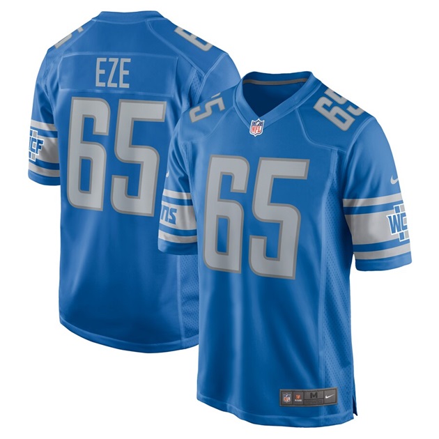 mens nike obinna eze blue detroit lions player game jersey